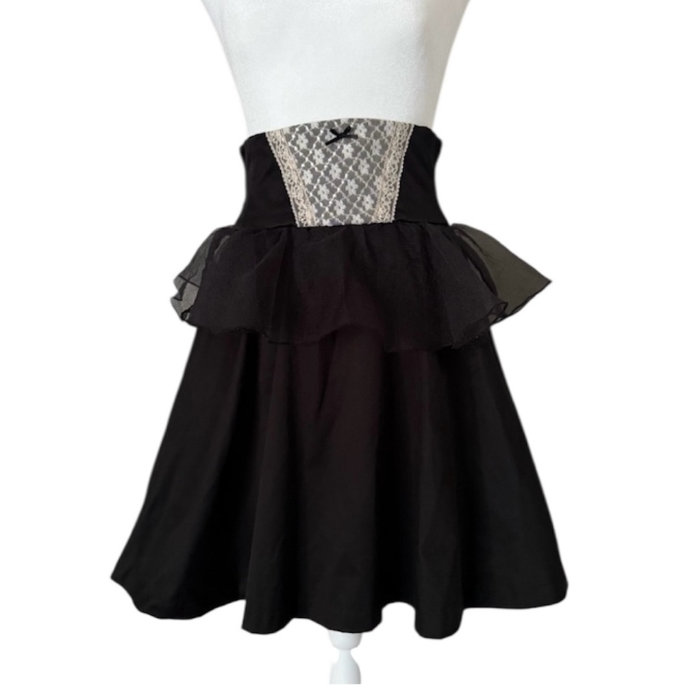Lily Elegant Black Skater Skirt with Lace Detail Women’s Small Sz. S